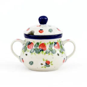 Cukiernica ceramiczna z uchwytami 035 h-9,5cm <br> 2709X Truskawki